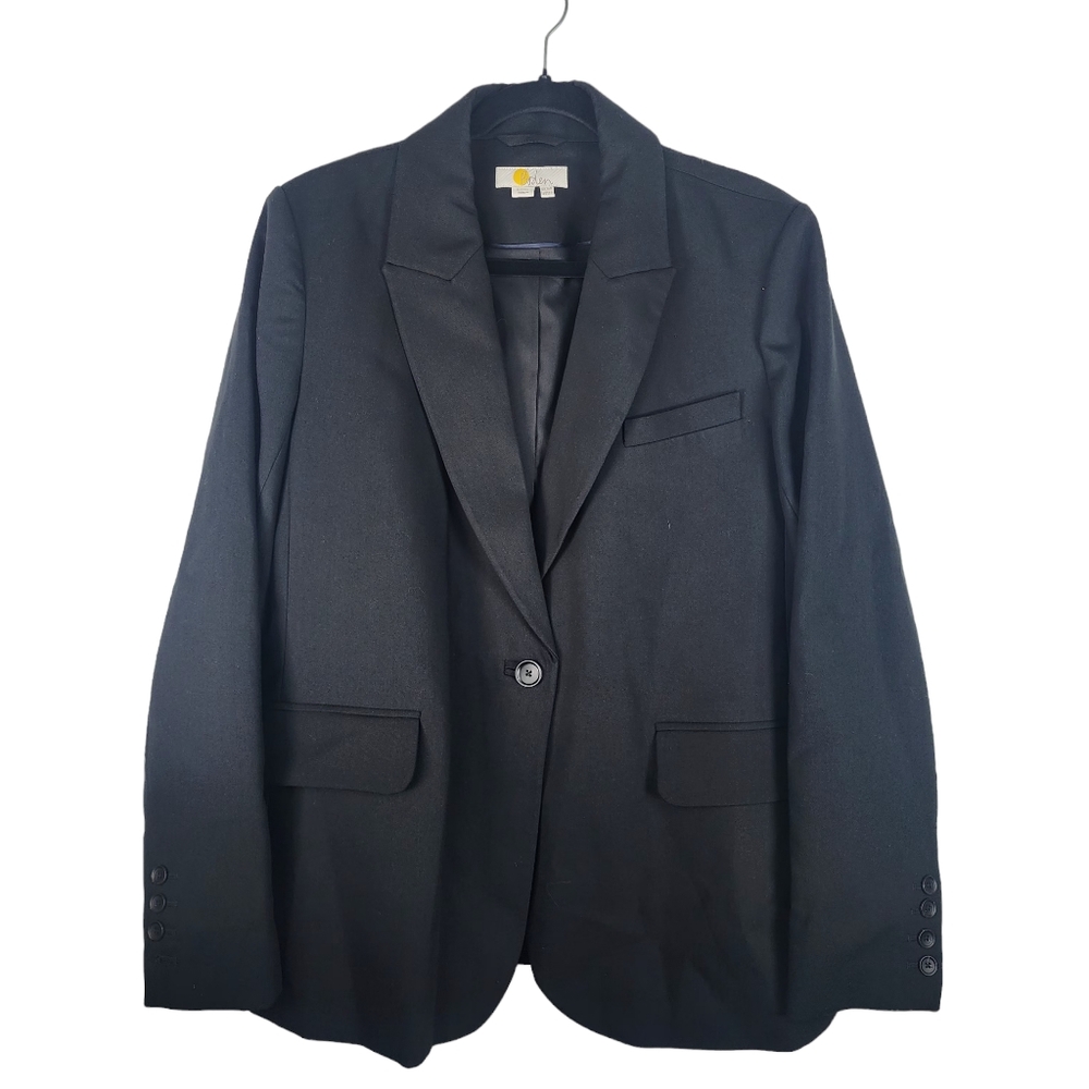 BODEN Womens 12R V Neck Button Blazer Career Work Office Black Basic Casual